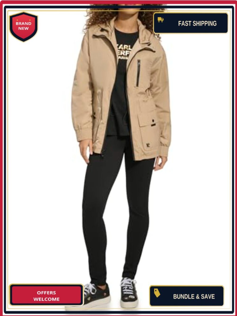 Nylon Blend Anorak Raincoat 3 Pocket Long Sleeve Windbreaker Jacket